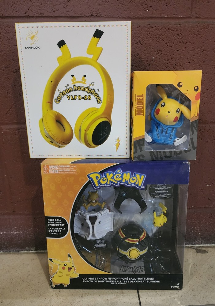 SVYHUOK Pokemon Pikachu Kids Headphones with Built-in Mic Pop N Throw Lot