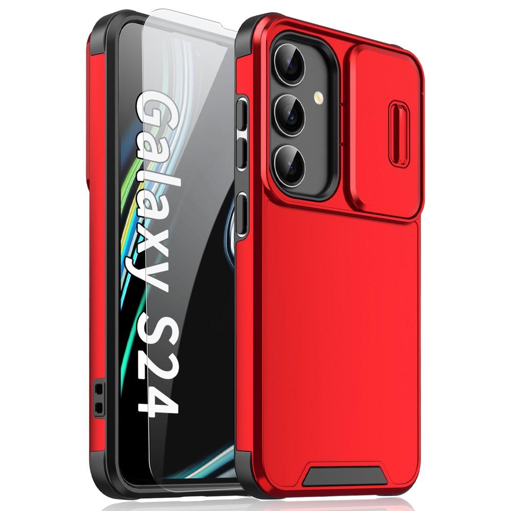 For Samsung Galaxy S24 Ultra S23 S22FE Case with Camera Cover + Screen Protector