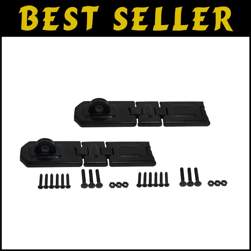 Black Coated Hardened Steel Safety Hasp with 7-1/2-Inch Double Flexible Link