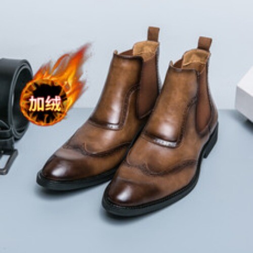 816 cotton shoes 38-45 yards cross-border high-top large-size leather shoes-image