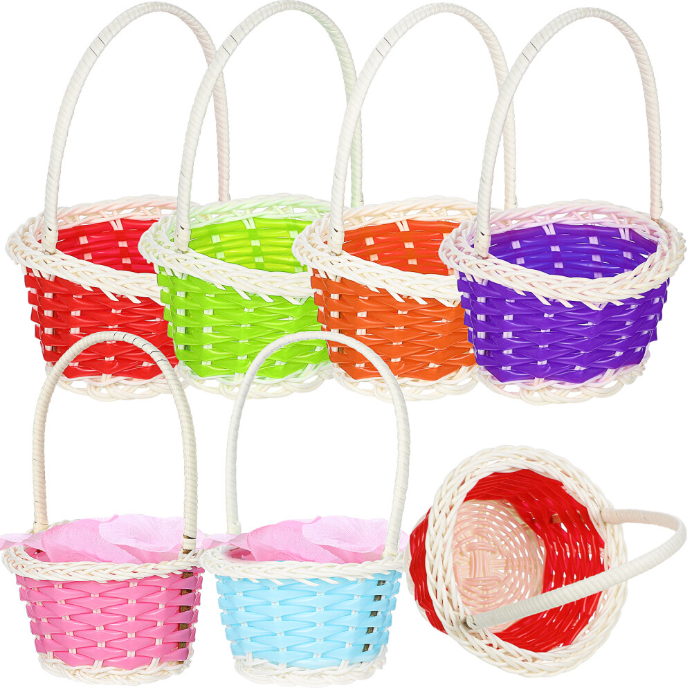 6 Pcs Wicker Woven Storage Basket Handle Baskets Natural Child