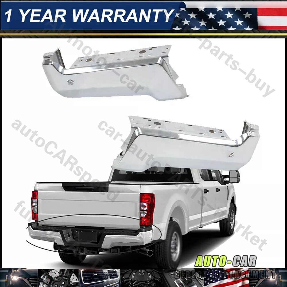 Chrome Steel Rear Bumper Face Bar Ends Fits 2017-2022 Ford F250 F350 w/ Park GA
