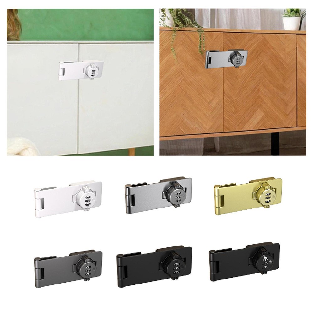 Mechanical Password Rotary Hasp Lock with Screw for Drawer Closet Cabinets-image