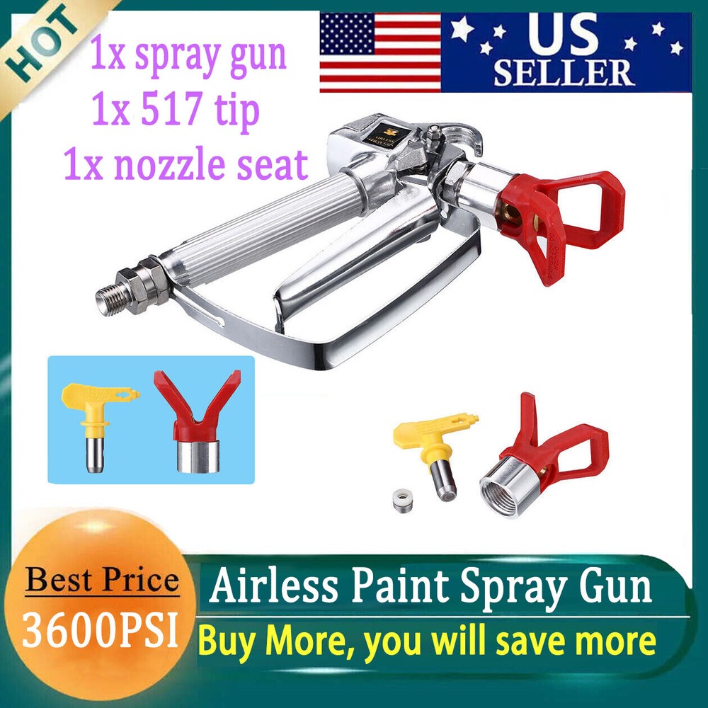 Airless Paint Spray Gun High Pressure 3600PSI with 517 Nozzle Tip,For Graco