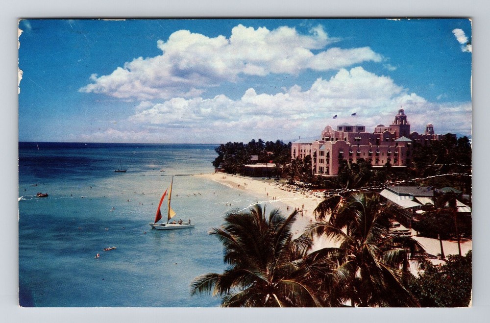 1958 Vintage Waikiki Beach Royal Hawaiian Hotel Hawaii Postcard