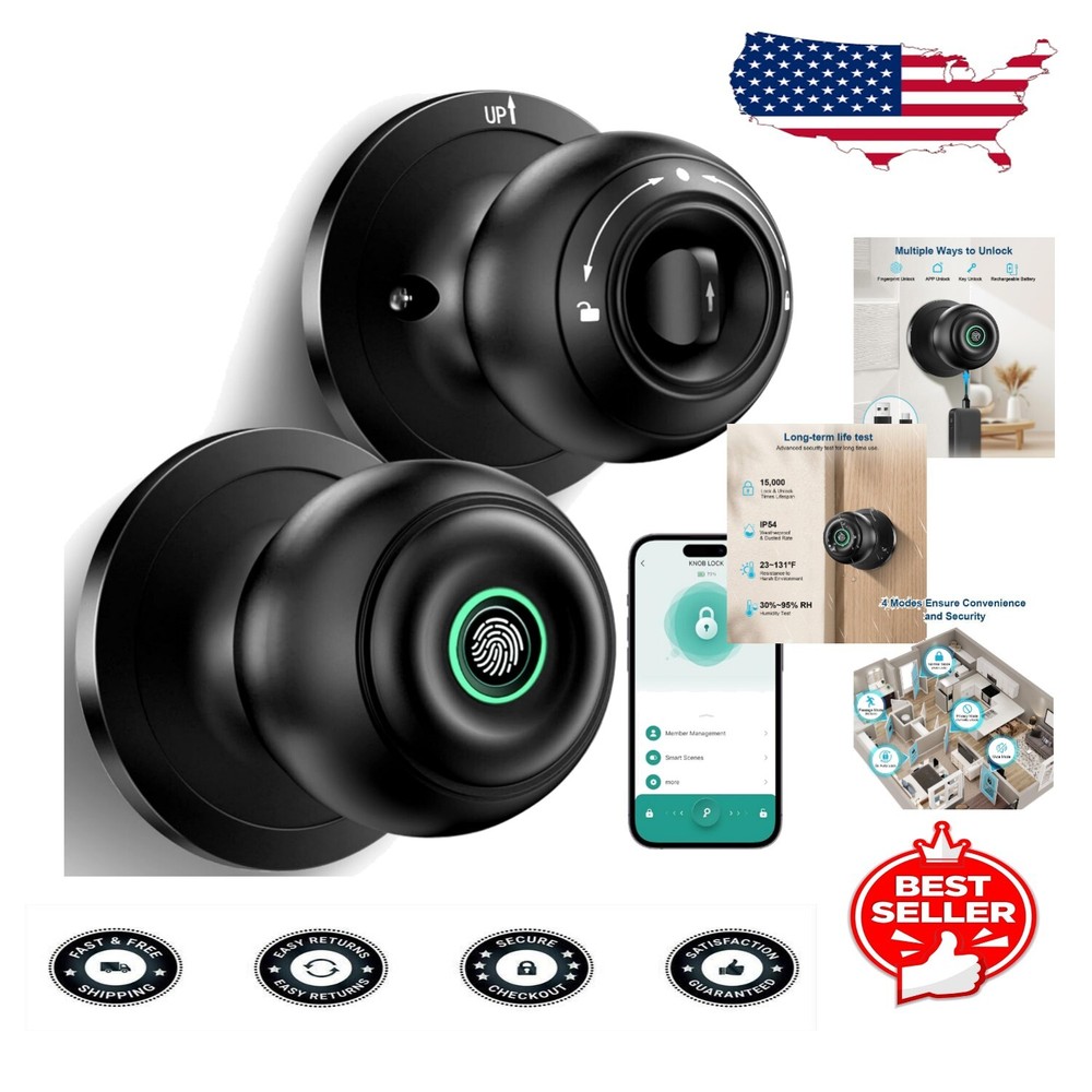 Smart Biometric Door Lock with Fingerprint & App Control for Keyless Home Entry-image