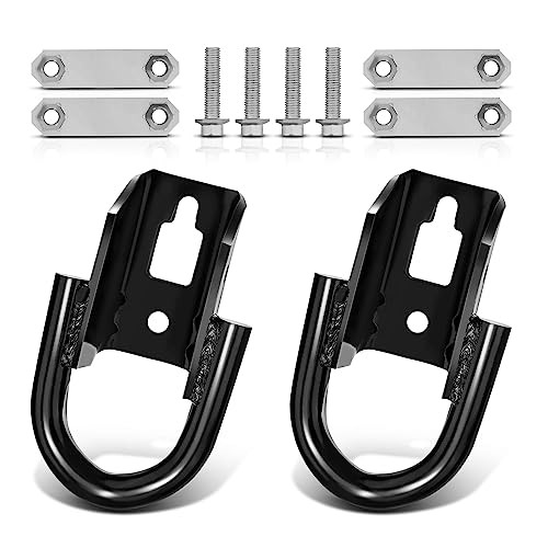 Heavy Duty Pair of 2 Front Tow Hooks with D-Ring & Hardware for Ford Trucks