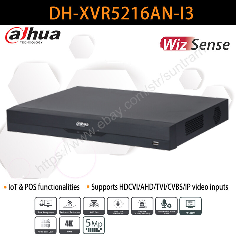 Dahua 16CH 5MP 1U 2HDDs IoT POS Hybrid XVR5216AN-I3 Security System-image