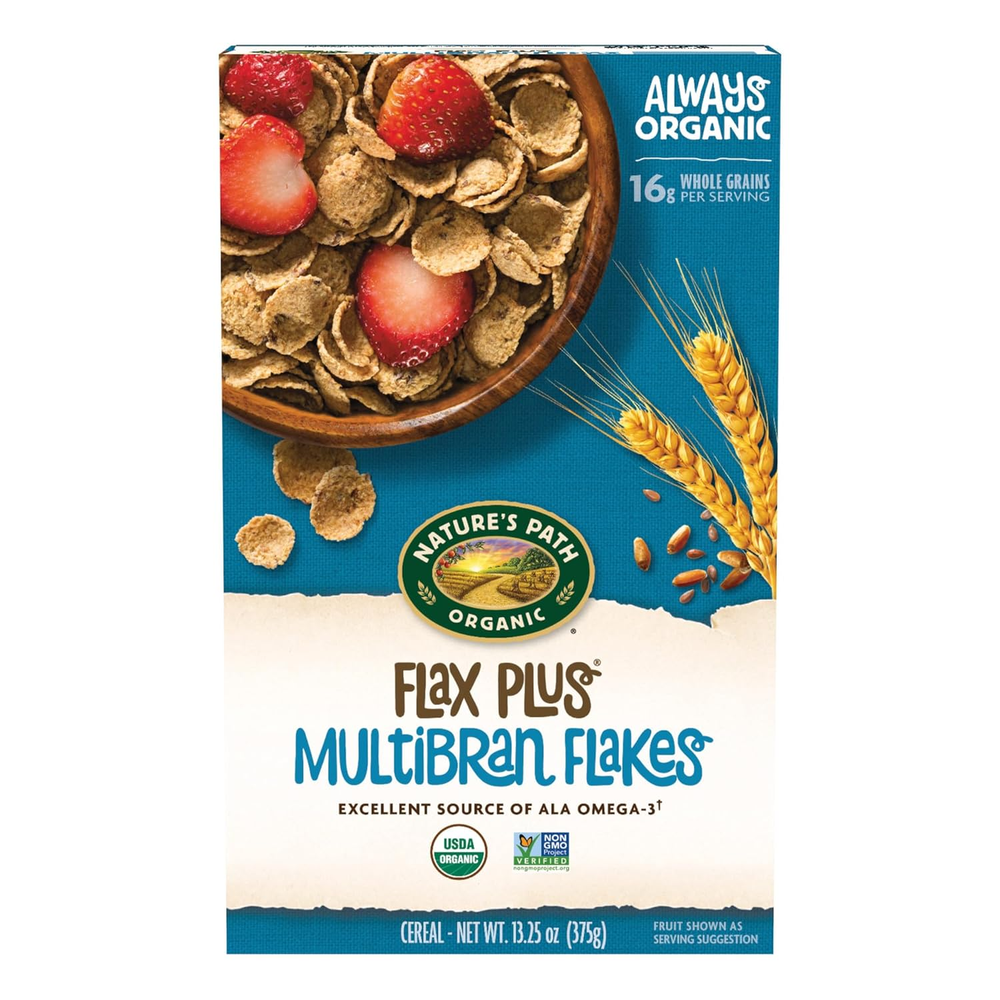 Organic Flax plus Multibran Flakes Cereal, 13.25 Oz (Pack of 1), Non-Gmo