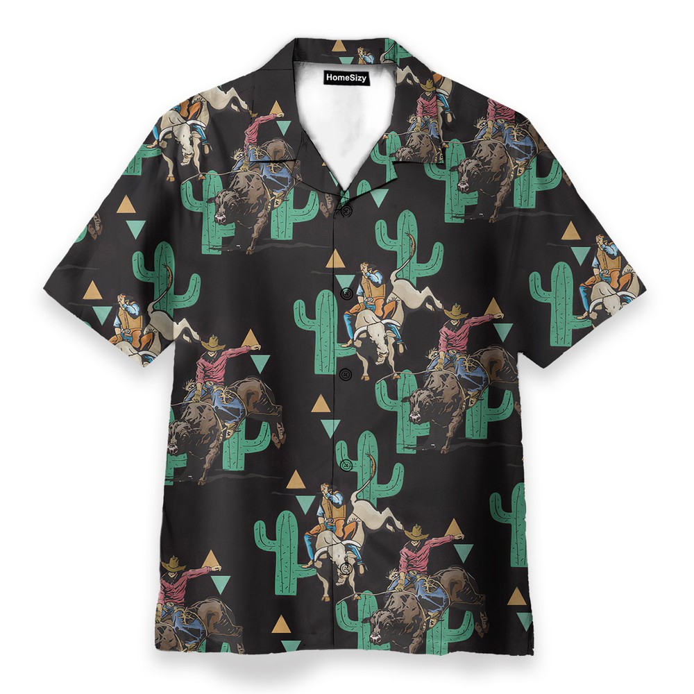 Rodeo Cactus Bull Riding Summer   Hawaiian Shirt