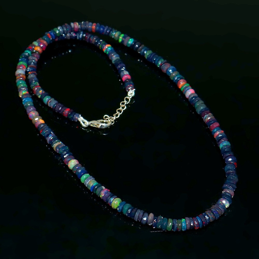 Valentine Day Gift Jewelry Genuine Ethiopian Opal Beads Gemstone Necklace 1016
