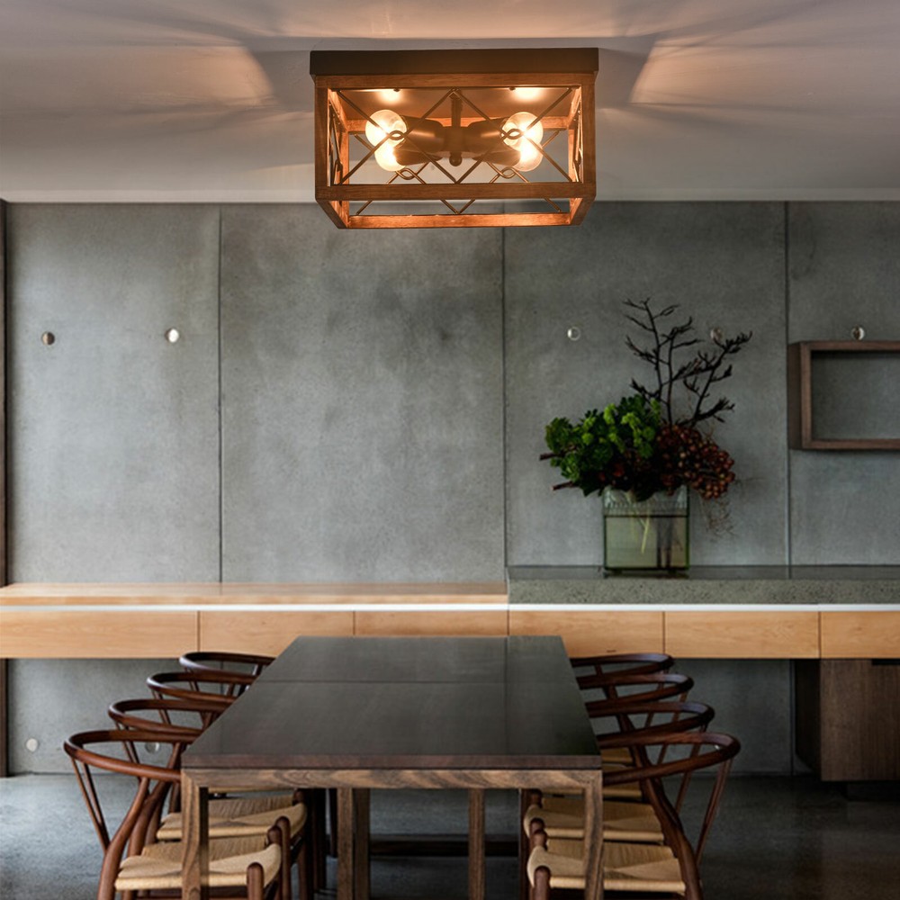 Rustic 4 Light Farmhouse Ceiling Chandelier Pendant Lighting Fixture Dining Room