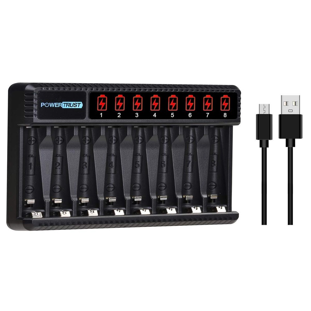 8 Bay AA AAA Battery Charger with LCD Display for Ni-MH Ni-CD AA AAA Recharge...