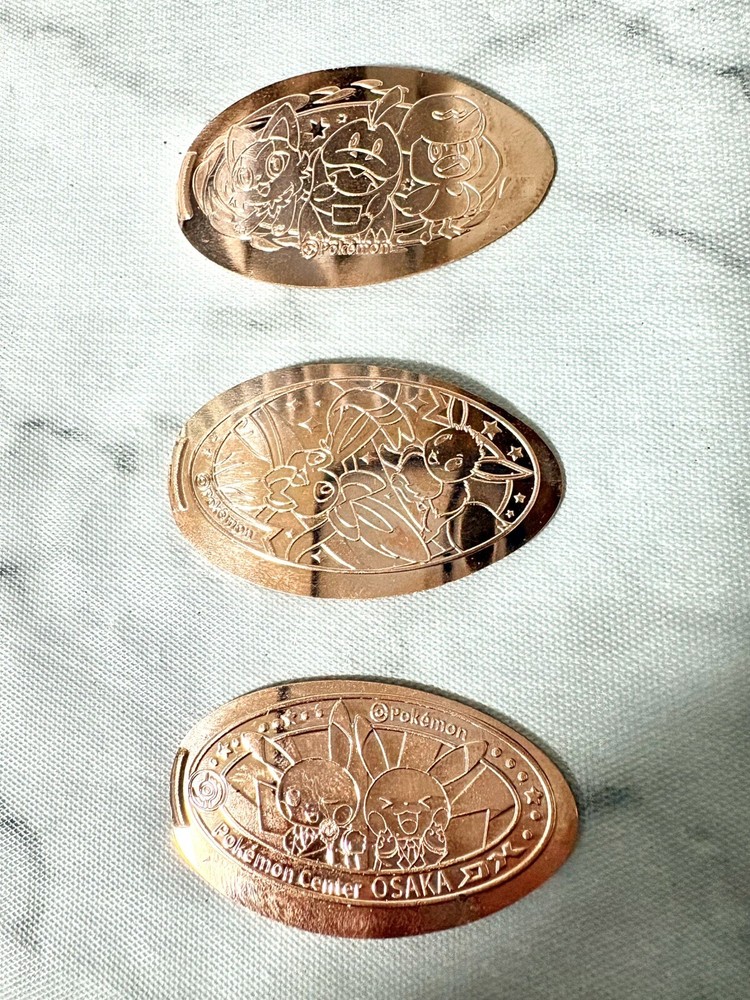 【JAPAN】×3 Pokemon Center Osaka Limited Coins Comedian Pikachu and more