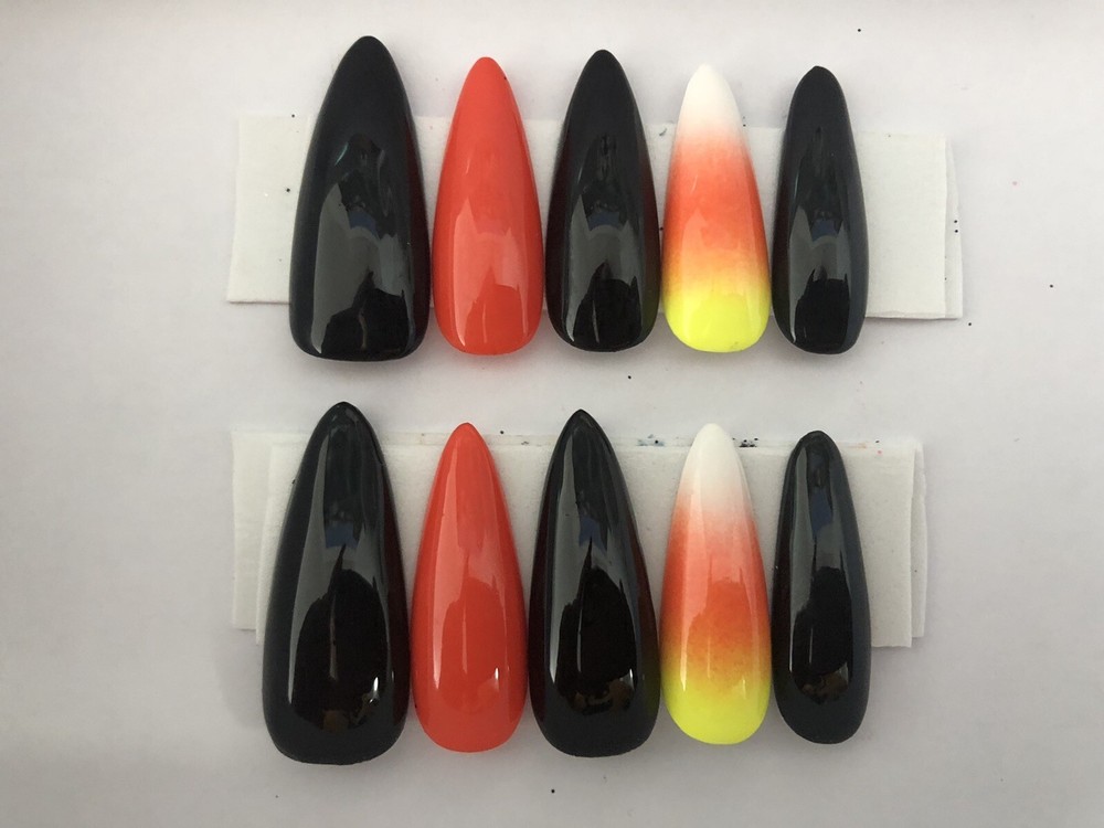 Halloween candy corn press on nails