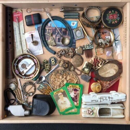 Estate Lot Mixed Collectibles Jewelry Coins Stamps Trinkets Vintage Finds #H