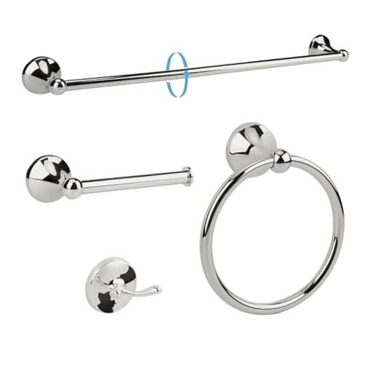 4 Piece Bathroom Hardware Accessories Set,Towel bar Set 23.6 Inch Towel Chrome
