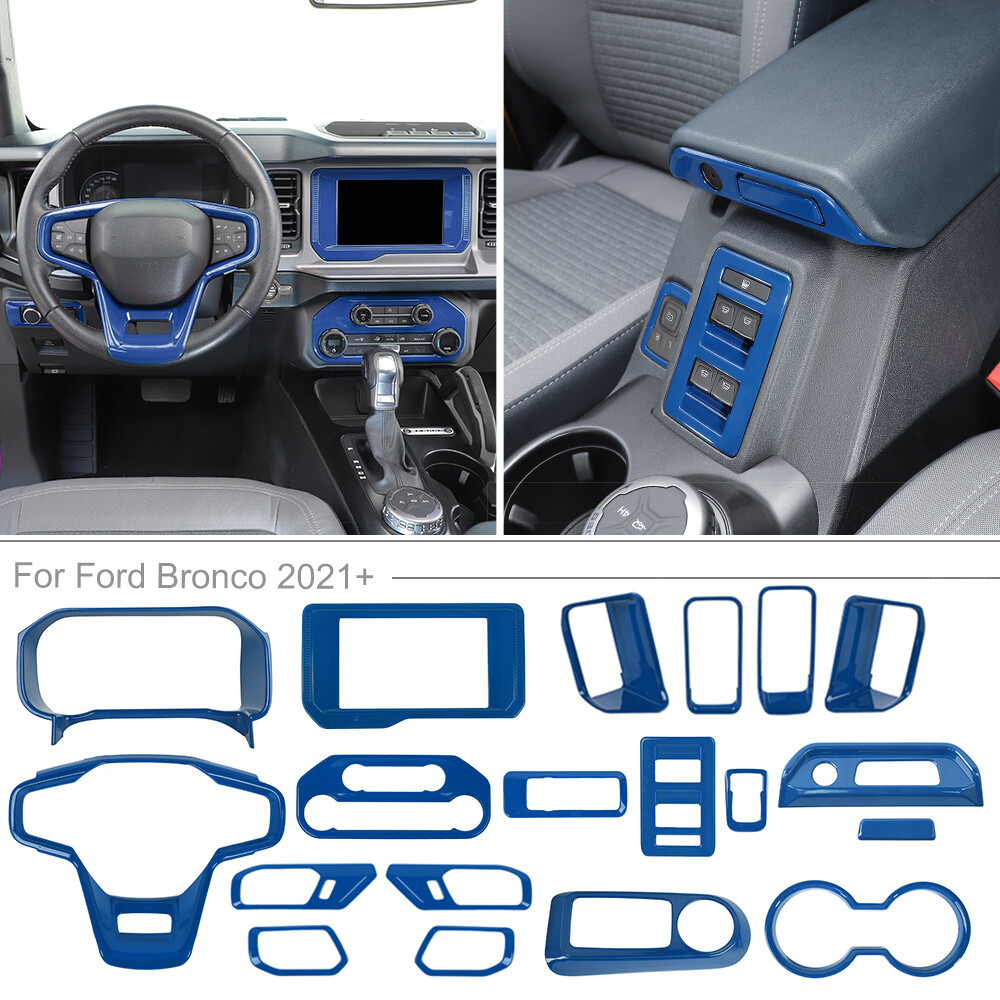 18x Interior Decoration Panel Cover Trim For Ford Bronco 2021+ Blue Accessories