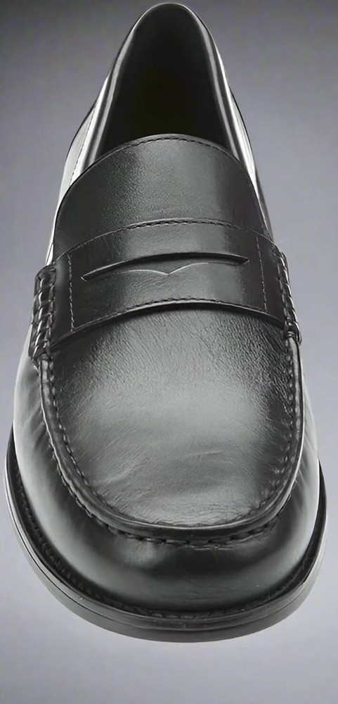 Geox Mens U Ascanio C Black Leather Penny Loafers Breathable Italian Dress Shoes