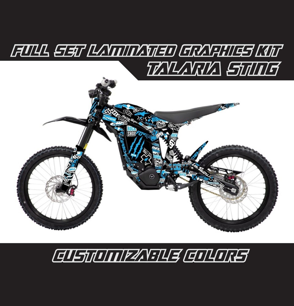 TALARIA STING Sky Blue Black Stickerbomb Decals Stickers Skin Wrap Graphics Kit