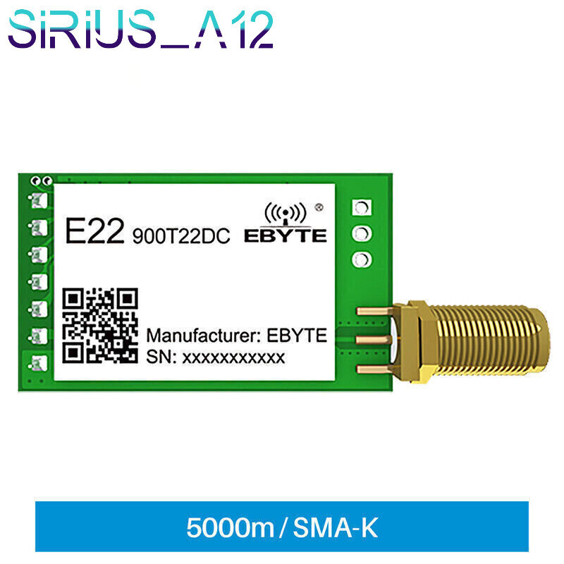 SX1262 LoRa Wireless Transmitter Module 915MHz 22dBm UART 5Km Range DIPSMA-K IOT