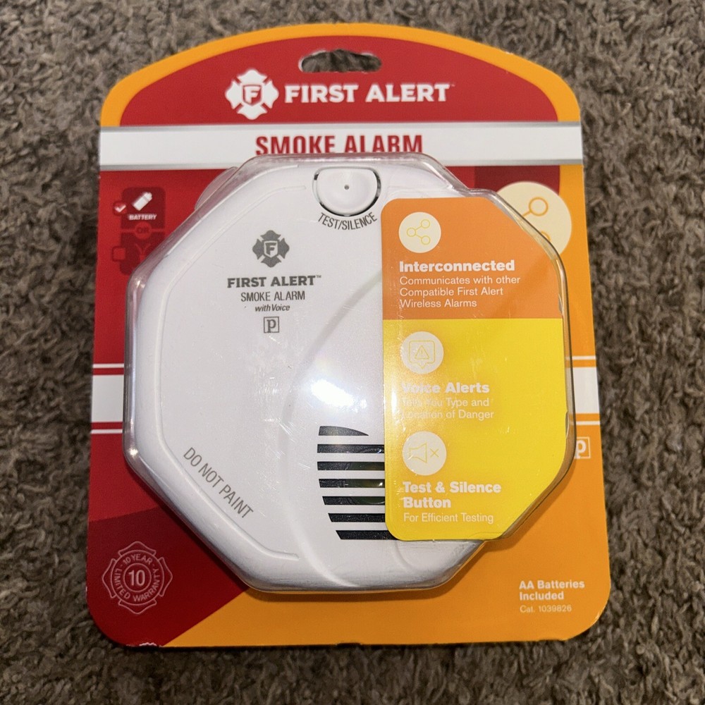 First Alert Battery-Powered Smoke Alarm with Voice Alert - Fast Free Shipping-image