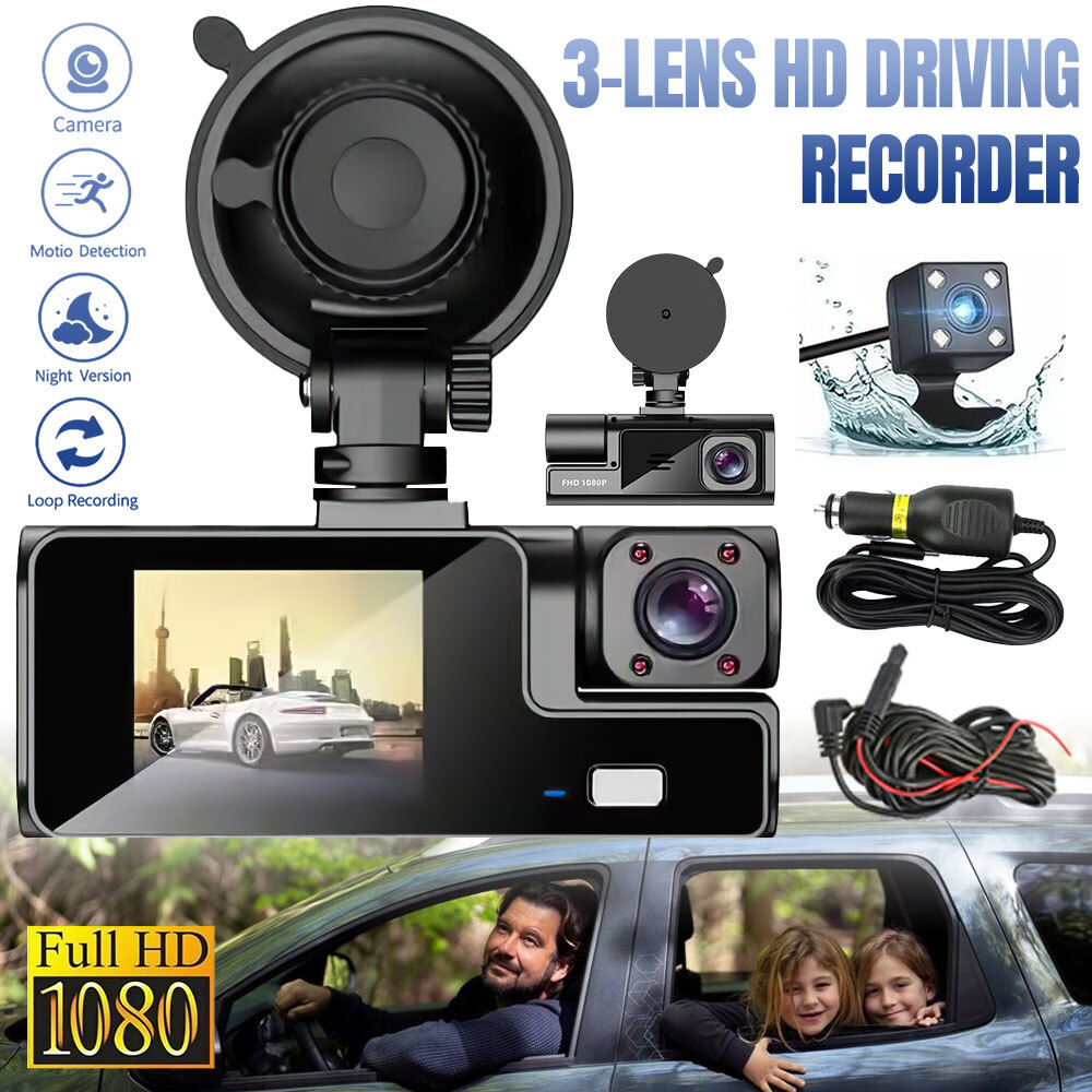 170° Wide Angle WiFi Dash Cam 1080P HD Front Rear Inside Car DVR