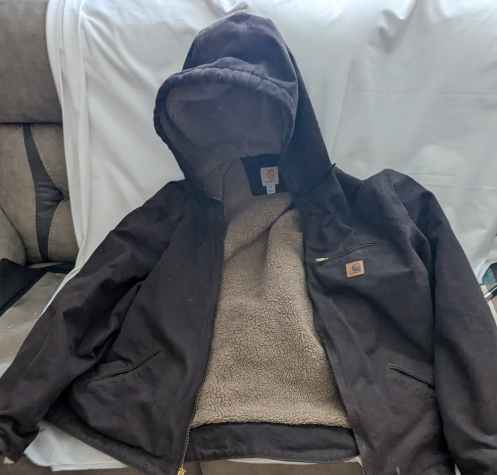 Carhartt Hooded Detroit Jacket 2XL Regular Sherpa Lined J141 Dark Brown RN14806