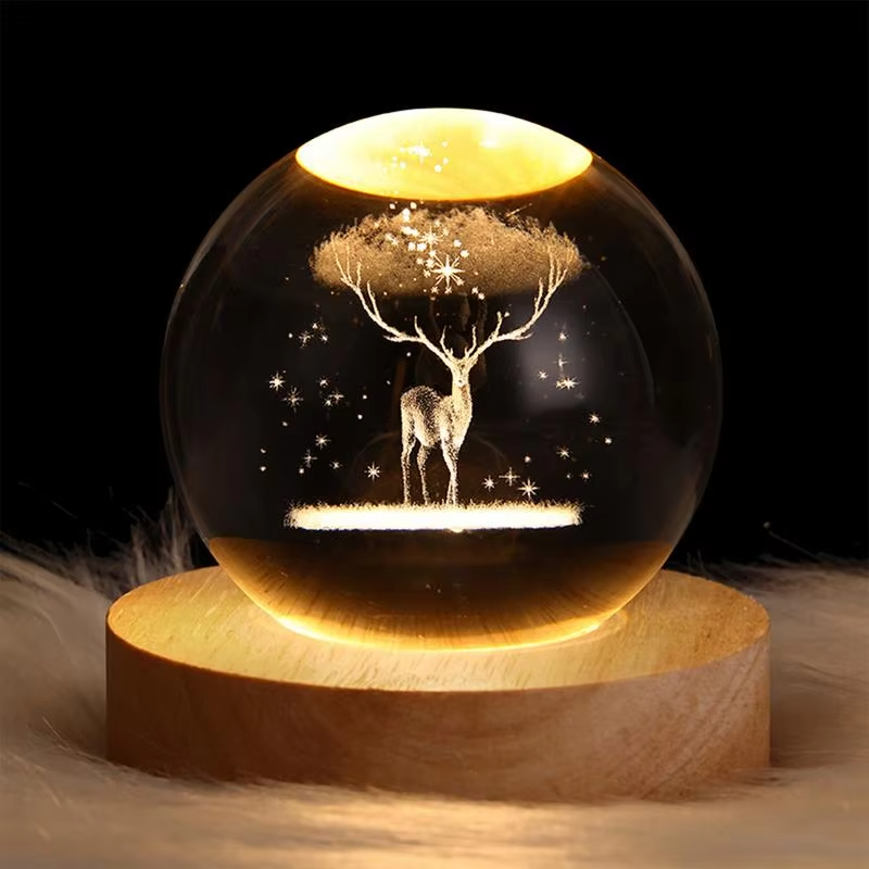 3D Moon Solar System Crystal Ball LED Night Light for Kids Room