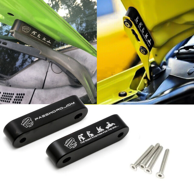 Black Password Billet Aluminum Hood Vent Spacer Risers with 4pcs fender washers-image