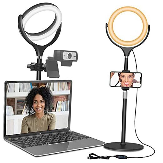 Zoom Light for Computer, Adjustable Desk Ring Light for Video Calls, Black