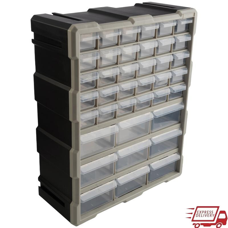 39-Bin Wall Mount Organizer for Tools Hardware Crafts Desktop Storage