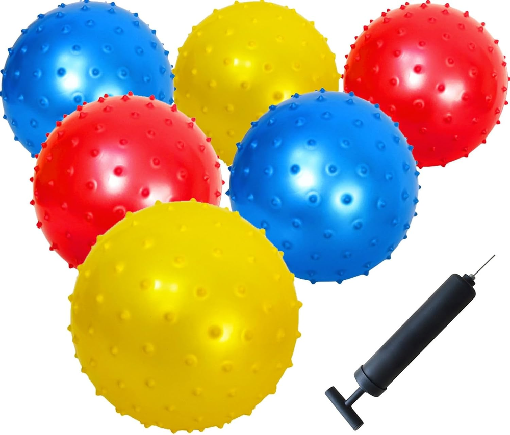 6-Pack Appleround 7-Inch Knobby Sensory Balls with Air Pump for Fun Play