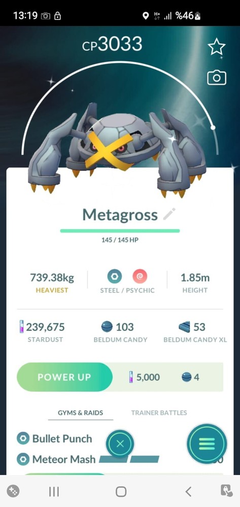 Shiny Metagross with Meteor Mash in Pokémon Go costs 80K Stardust to trade