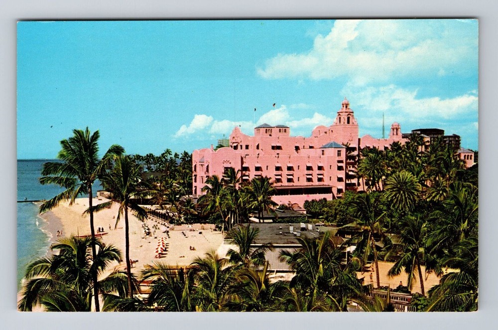 Waikiki HI-Hawaii, Royal Hawaiian Hotel, recuerdo, postal vintage