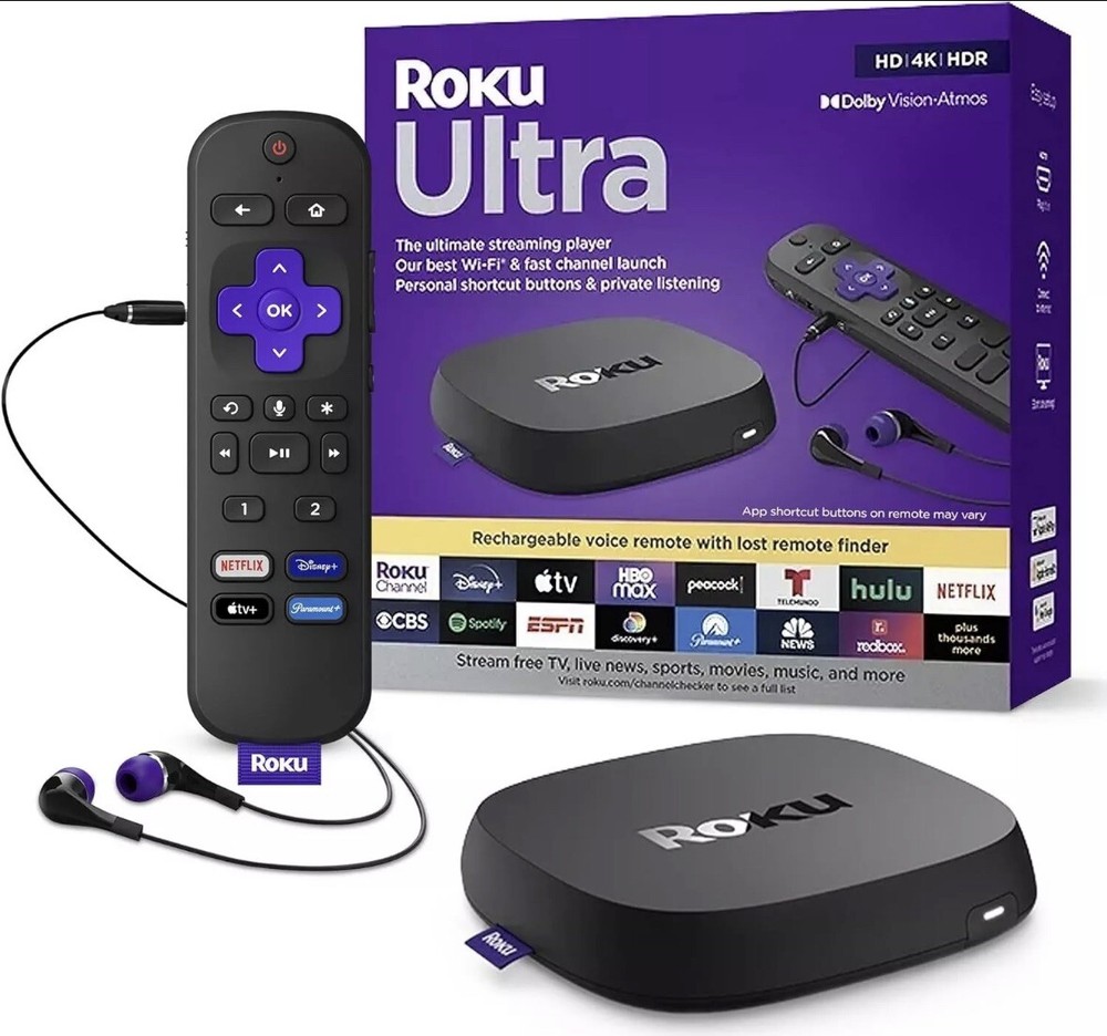 Roku Ultra |4K/HDR/Dolby Vision Streaming Device &Voice Remote Pro Model # 4802R