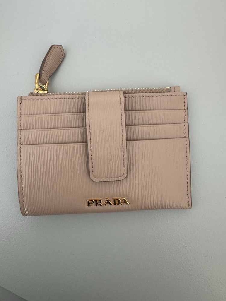 Prada Leather Credit Card Holder Wallet with RFID Protection-image