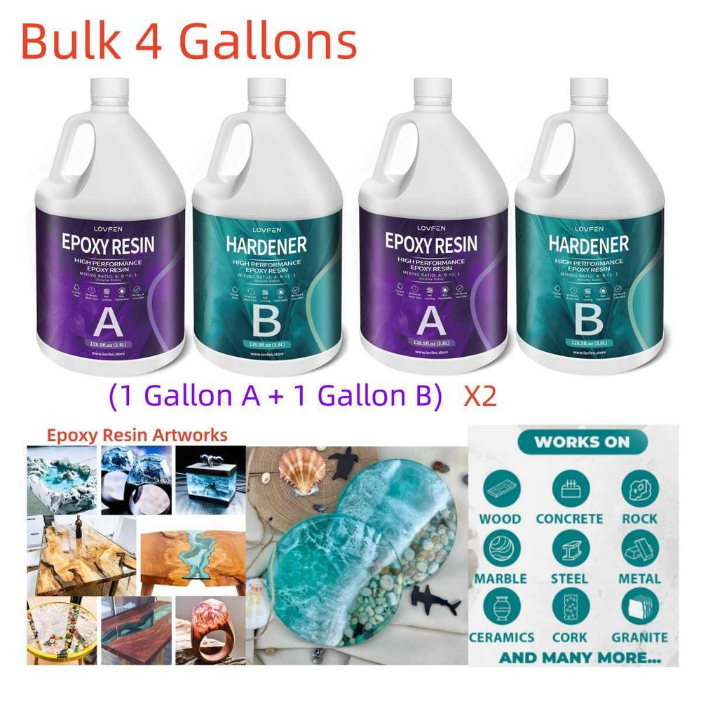 Bulk 4 Gallon Crystal Clear Tumbler Epoxy Resin Kit for DIY Craft Coating