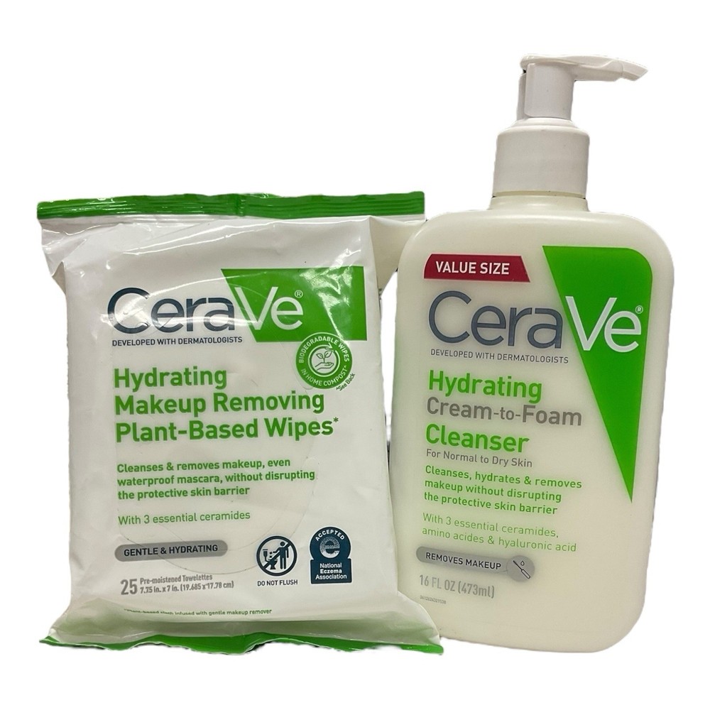 CeraVe Hydrating Cream-to-Foam Face Wash with Hyaluronic Acid for Normal to Dry Skin
