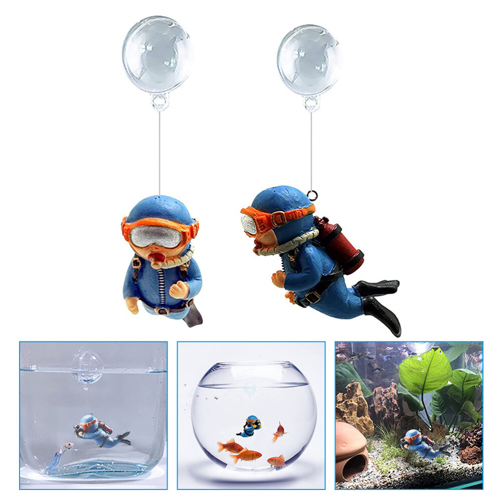 2Pcs Tank Accessories Floating Diver For Aquarium Decoration