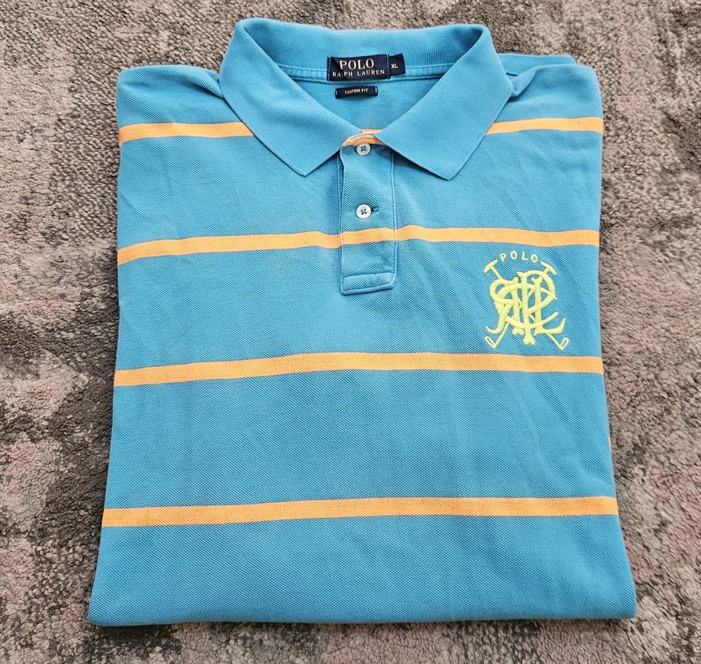Ralph Lauren Custom Fit Striped Polo Shirt Sport Short Sleeve XL