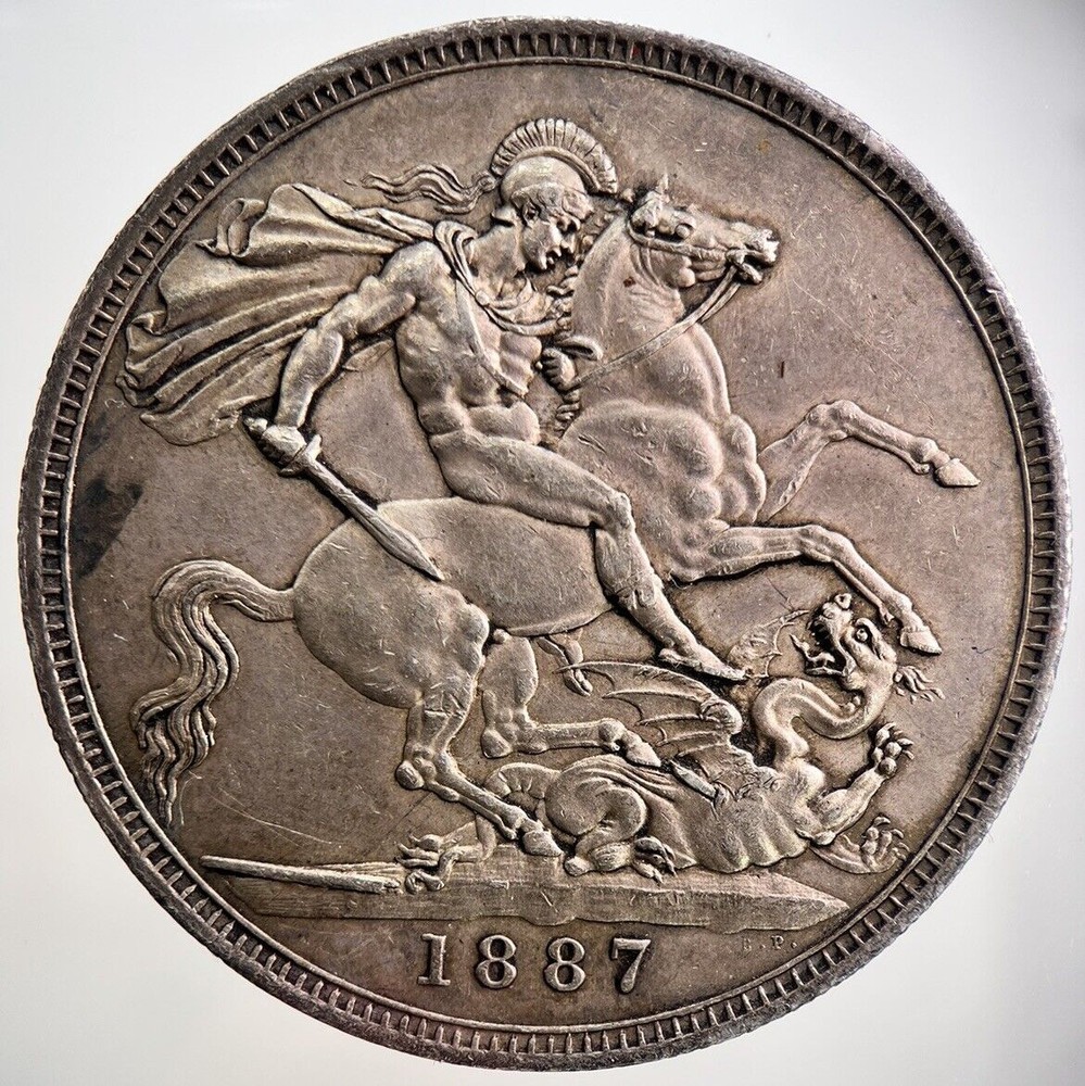 1887 Victoria Crown Silver Coin in Very Fine Condition a2616