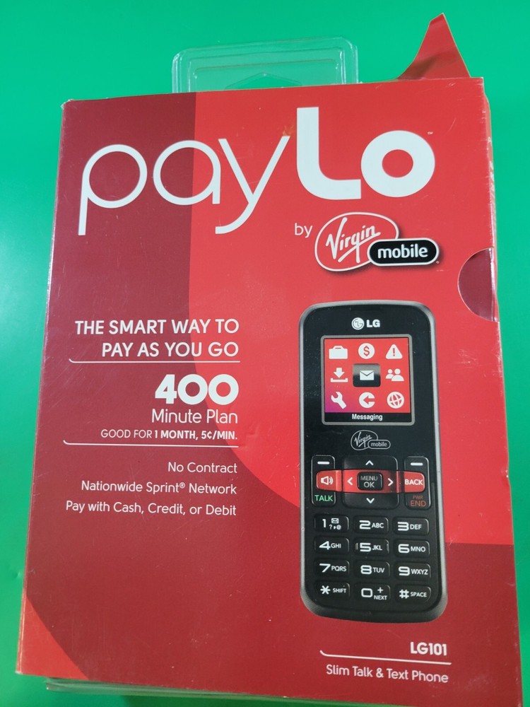 LG101 Virgin Mobile Slim Talk & Text Cell Phone  New LG101 PAYLO