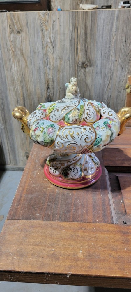 Vintage Capodimonte Italian Candy Dish #427 Floral Pottery Collectible