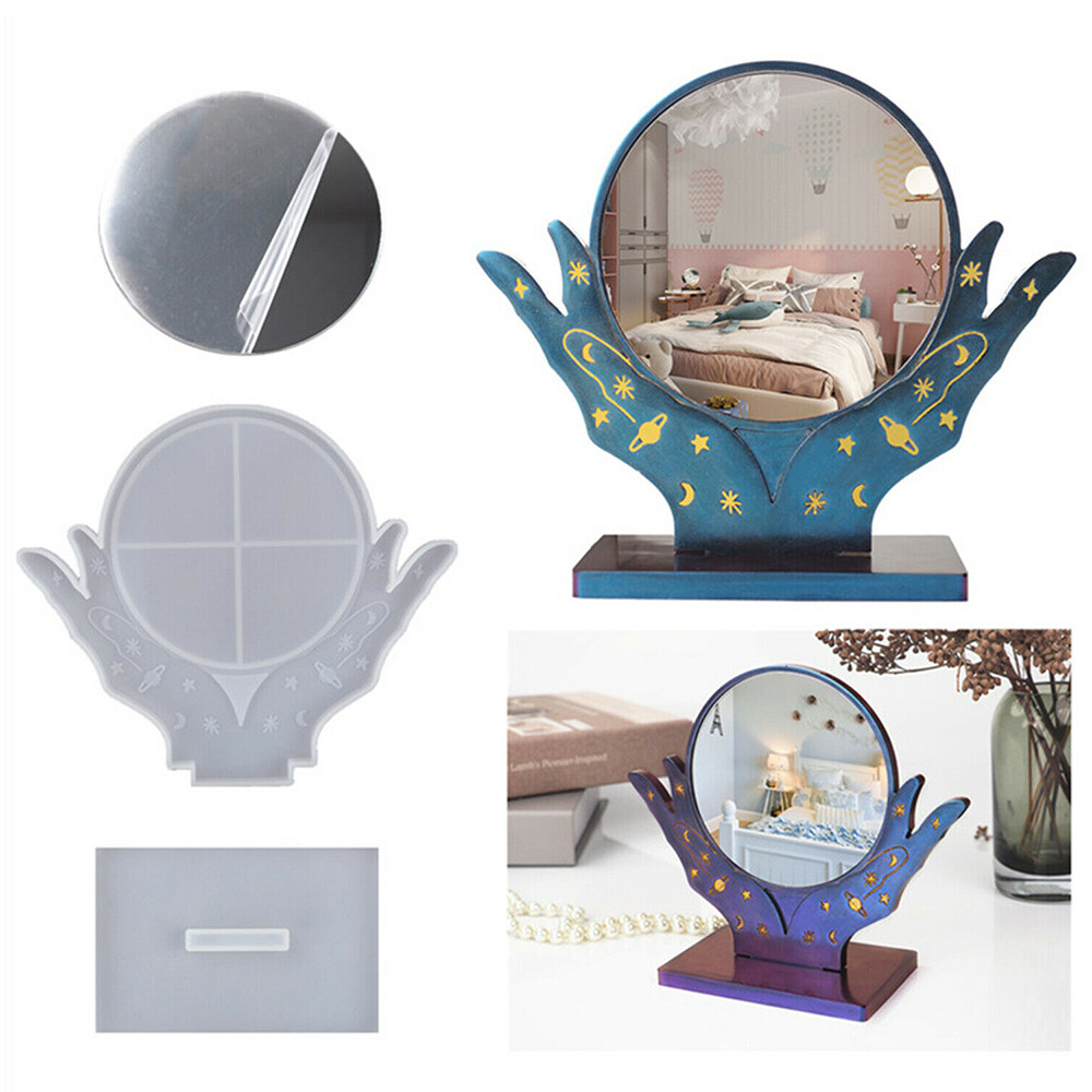 DIY Epoxy Resin Silicone Molds Makeup Mirror Mould Casting Making Craft Tool