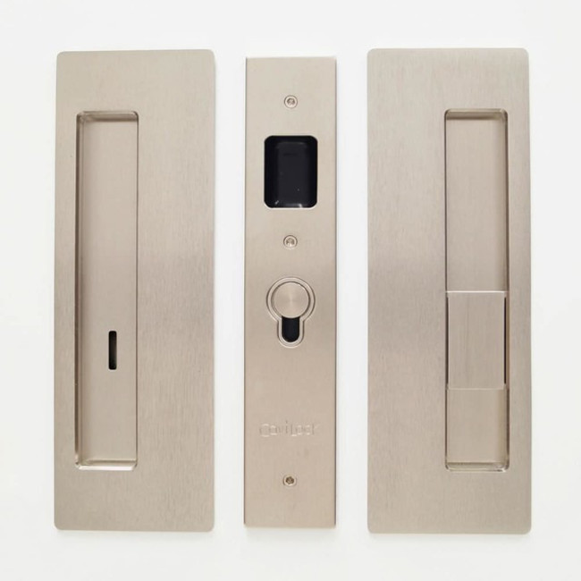 Cavilock CL400B-PR-34-RH Magnetic Privacy Pocket Door Pull Set - Nickel