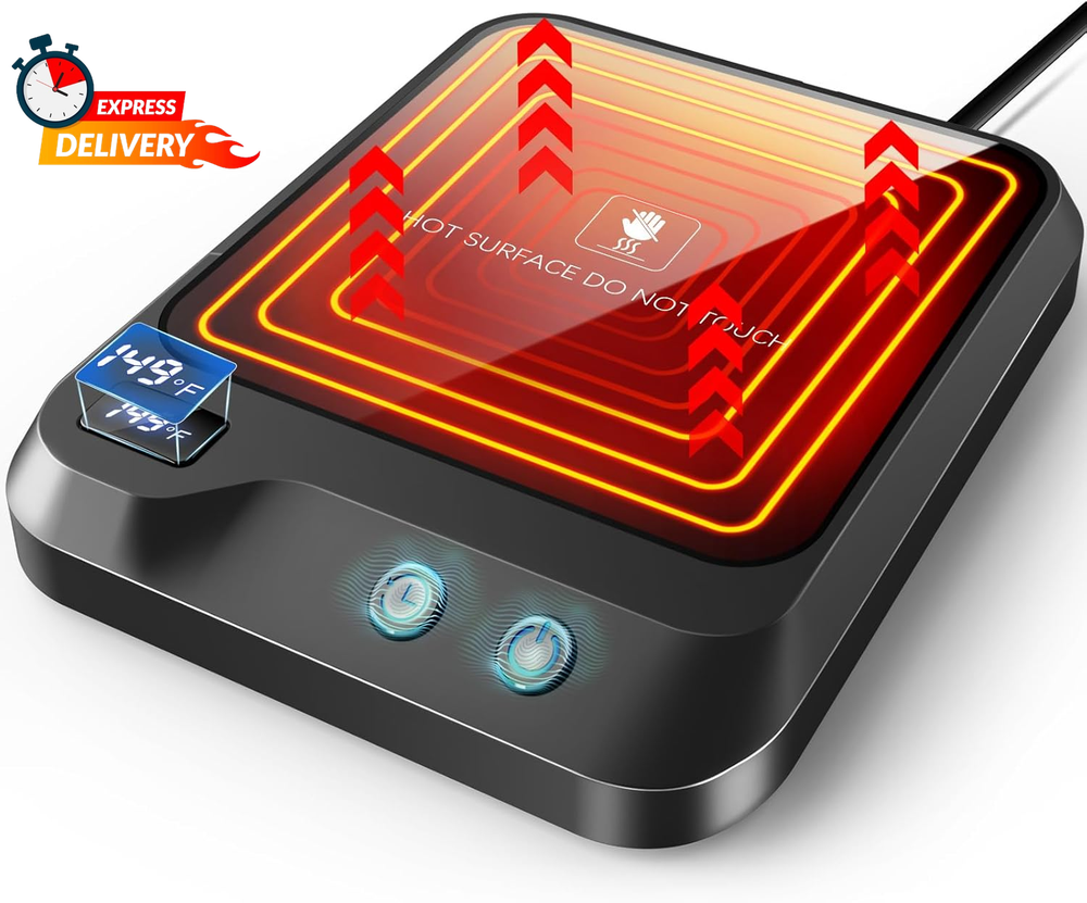 LED Coffee Mug Warmer with Auto Shut-Off & Adjustable Timer 2-12 Hours