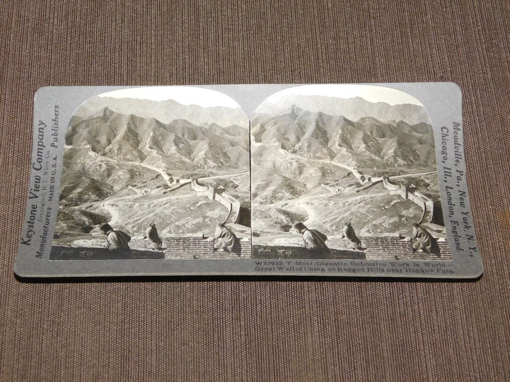VINTAGE STEREOVIEW STEREOSCOPES CARD GREAT WALL OF CHINA HANKOW PASS