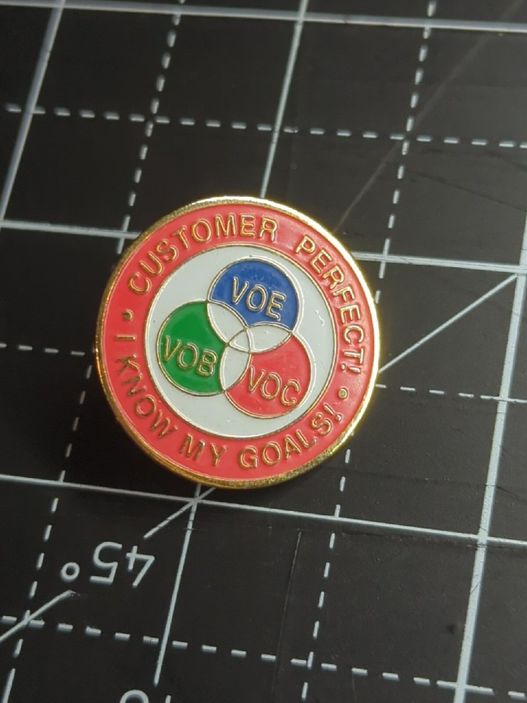 Customer Perfect I know my Goals hat Lapel Pin  - Vintage Enamel-image
