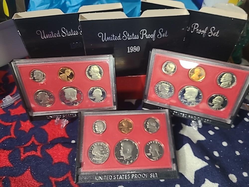 1980 Clad Proof Set U.S. Mint Original Government Packaging OGP Total 3 Sets.
